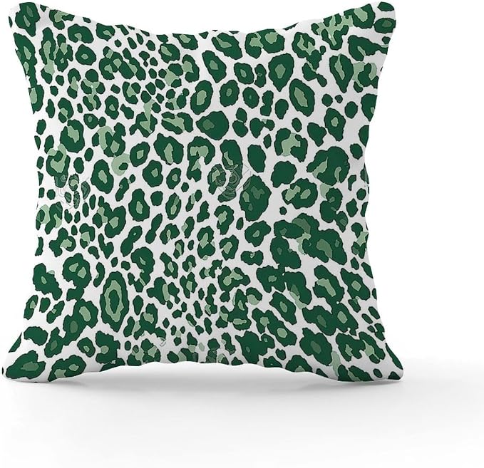 Leopard Graphite Green Dot Pillow Cover Green African Tribal Throw Pillow Cover Rustic Outdoor Waterproof Decorative Pillow Cover for Patio Couch Sofa Office 18x18 in