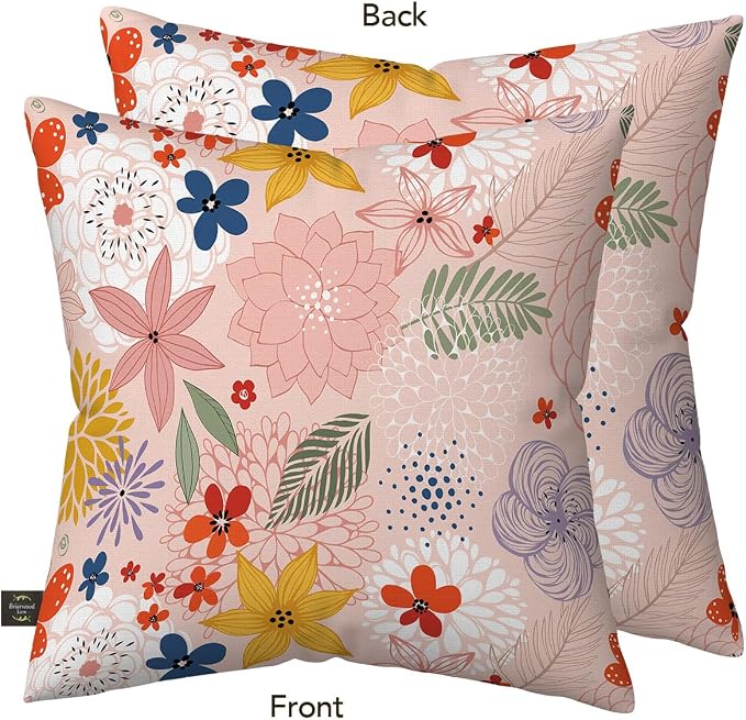 Briarwood Lane Everday Indoor/Outdoor Pillow 17x17 Colorful Flowers for Everday Pillow