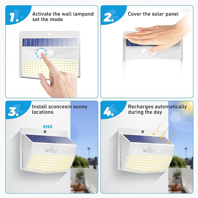 Solar Lights Outdoor Motion Sensor [20 Packs] Security Light with 3 Lighting Modes Wall Lights Waterproof Solar Powered Lights for Garden Fence Yard, White