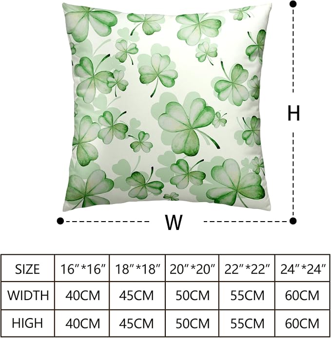 Spring Summer Green Flower Clover Pillow Cases St Patricks Pillow Covers 18x18 Set of 2 Lucky Charm Throw Pillow Covers St Patricks Home Decor for Couch Bed Sofa