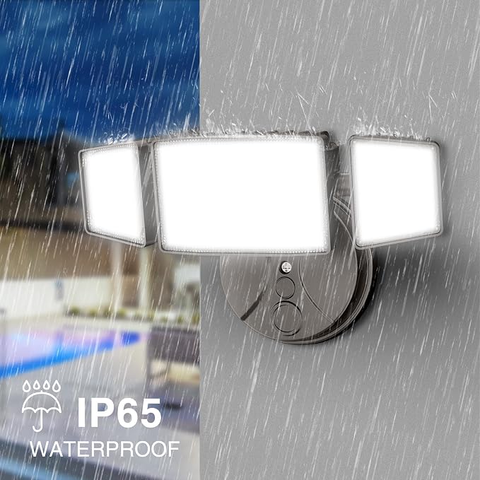 Onforu 2 Pack 75W Flood Lights Outdoor, 7000LM LED Floodlights Switch Controlled, IP65 Waterproof Exterior Lighting Fixture with 3 Adjustable Heads, 6500K Security Light for Eave Garage Yard