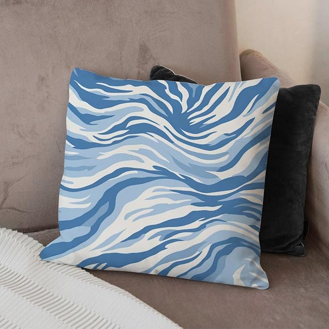 Cushion Cases Blue Tiger Print Cushion Cover Abstract Animal Tiger Print Pillow Cover Accent Modern Decorative Pillow Covers for Patio Couch Bench 22x22 in