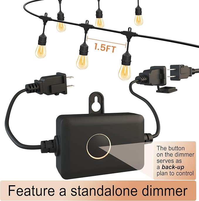 Outdoor String Lights 100FT 64+4 Bulbs(1.5 FT Apart) Remote Patio Lighting | Waterproof IP65 Linkable Outside Lights with Remote Timer&3 Modes for Commercial Backyard Bistro Garden Market Porch Balcony