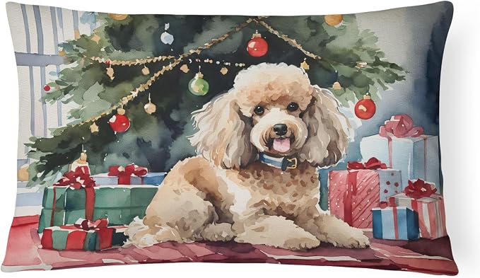 Caroline's Treasures DAC2726PW1216 Poodle Cozy Christmas Throw Pillow Machine Washable, Indoor Outdoor Decorative Pillow for Couch, Bed or Patio, 12HX16W