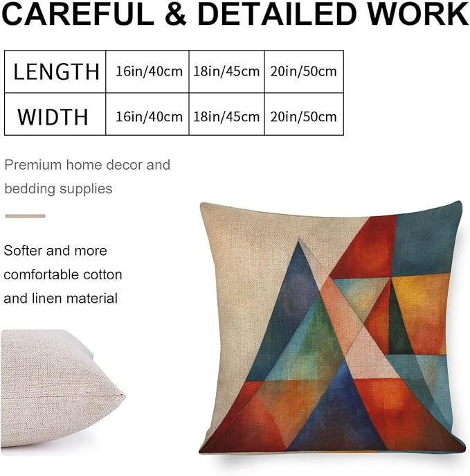 Farmhouse Pillow Covers Hand Drawn Striped Watercolor Brush Dye Pillows Colorful Fun Aesthetic Mid Century Modern Gomestry Pillows & Pillow Covers Home Decor Throw Pillows Cover 16"x16"