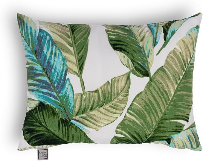 Sherry Kline Tropical Leaves Set of Two 13"X18" Pillows Filled with 100% Polyester