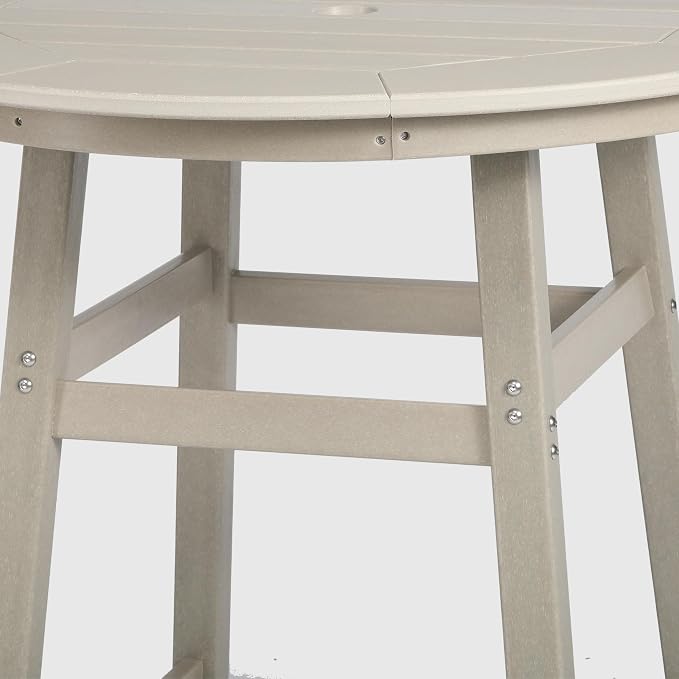 WestinTrends Malibu Outdoor 35" HDPE Round Patio Bar Height Table, Sand