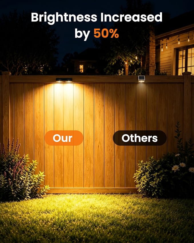 JOFIOS Fence Lights Solar Powered 16 Pack, 3000/4000/6000K 3 Modes, IP65 Waterproof Solar Fence Lights Outdoor, Dusk to Dawn Deck Lights for Outside, Wall, Backyard, Step, Patio, Stair Railings