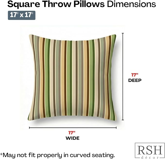RSH DECOR Square Throw Pillows Set of 2, 17" x 17", Outdoor Pillows Waterproof, Outdoor Pillow Covers, Pillow Covers for Couch, Samuel Meadows, Made in USA