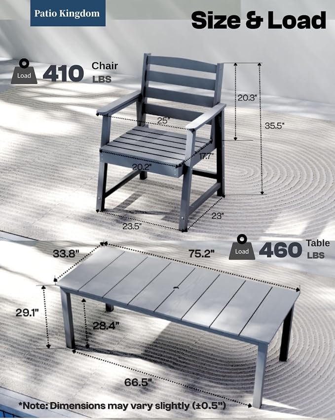 HDPE 5-Piece Outdoor Dining Set with 11FT Umbrella, Black | All-Weather Patio Table and Chairs for 4, Fade-Resistant Patio Furniture Dining Set for Lawn, Garden, Deck, Backyard