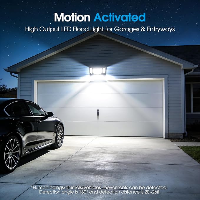 Motion Sensor Outdoor Light Hardwired, 45W 7500LM Security Flood Lights Motion Detector Dusk to Dawn Light, IP65 Waterproof, 220 LEDs Floodlight with Remote Control for Garage, Yard, Porch