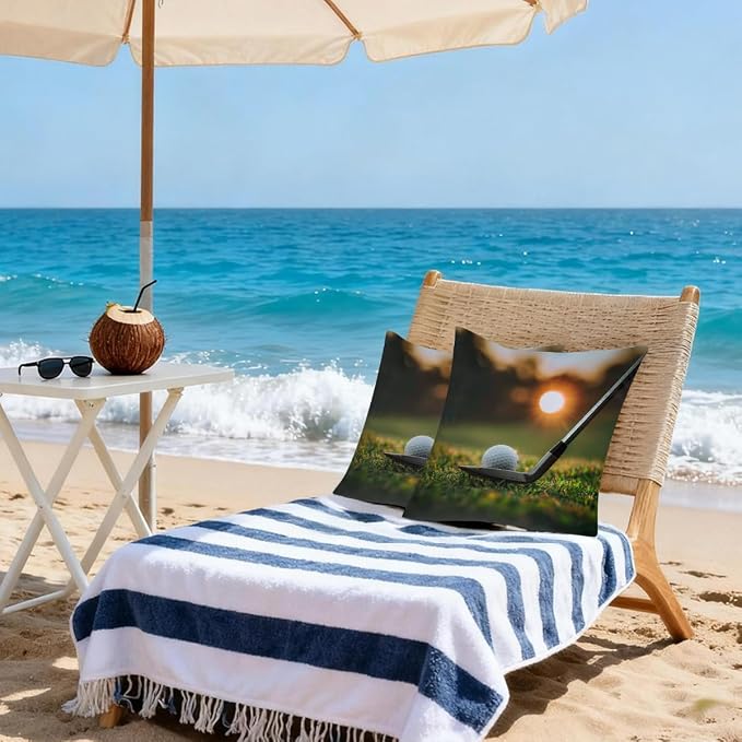 16x16 Inch Outdoor Pillow Covers Set of 2 Waterproof Throw Pillow Covers Decorative Couch Cushion Covers Sports Golf Theme Square Pillowcases Protectors for Patio Garden Sofa