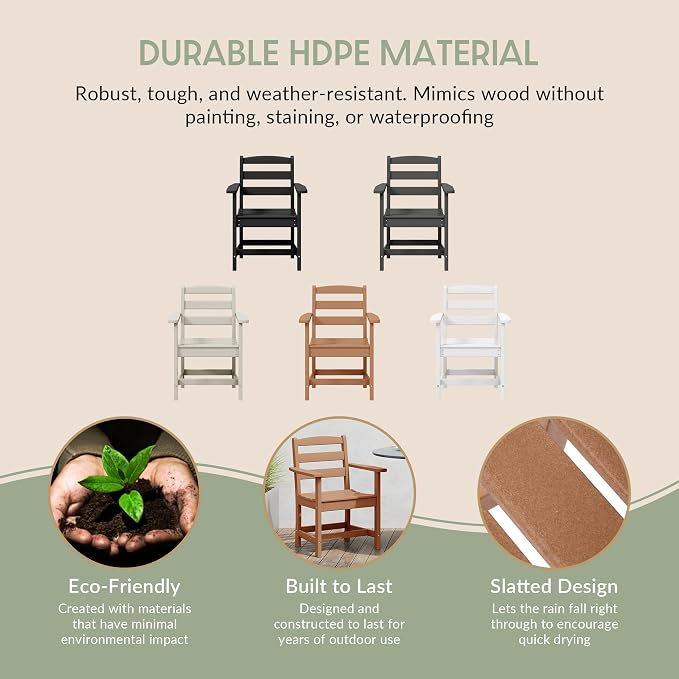 WestinTrends Ashore Outdoor HDPE Patio Classic Dining Arm Chair, Teak