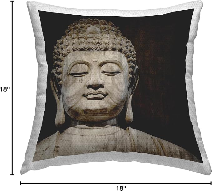 Stupell Industries | Buddha Spiritual Sacred Prayer, 18 x 18 | Outdoor Pillow, Made in USA - By Tom Bray