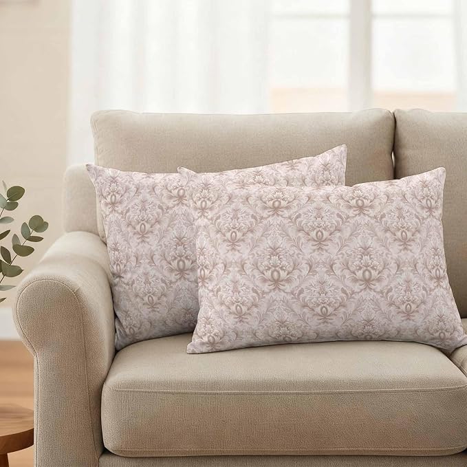 Vintage Baroque Waterproof Outdoor Pillow Covers Set of 2 Home Decor, Country Abstract Scroll Floral Printed Pillowcase Patio Pillow Covers for Couch Bench Furniture Garden 20x12in