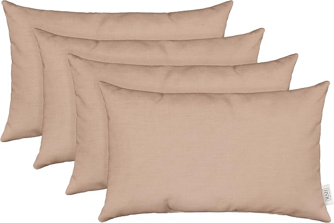 RSH Décor Sunbrella Jumbo Lumbar Pillow Covers – Set of 4 | 26" x 16" | Outdoor Use – Patio, Lounge, Adirondack, Deck | Water & Fade-Resistant | Play Cameo | Includes Down-Alternative Inserts