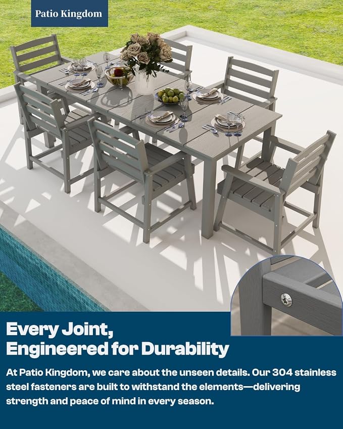 HDPE 5-Piece Outdoor Dining Set with 11FT Umbrella, Black | All-Weather Patio Table and Chairs for 4, Fade-Resistant Patio Furniture Dining Set for Lawn, Garden, Deck, Backyard