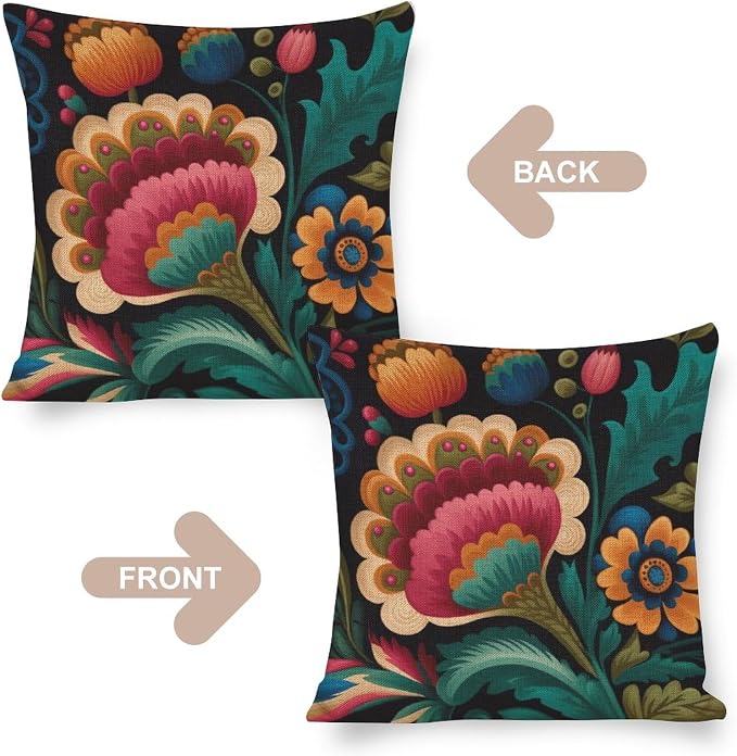 Outdoor Pillows for Patio Furniture Mexican Flowers Cushion Case 20"x20" White Blue Grey Wideflowers Decorations Pillow Covers Pillowcase for Couch Sofa Bedroom Car Living Room