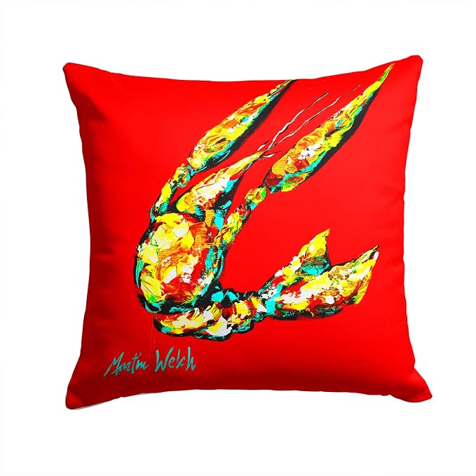 Caroline's Treasures MW1146PW1414 Crawfish Move Over Fabric Decorative Pillow Machine Washable, Indoor Outdoor Decorative Pillow for Couch, Bed or Patio, 14Hx14W