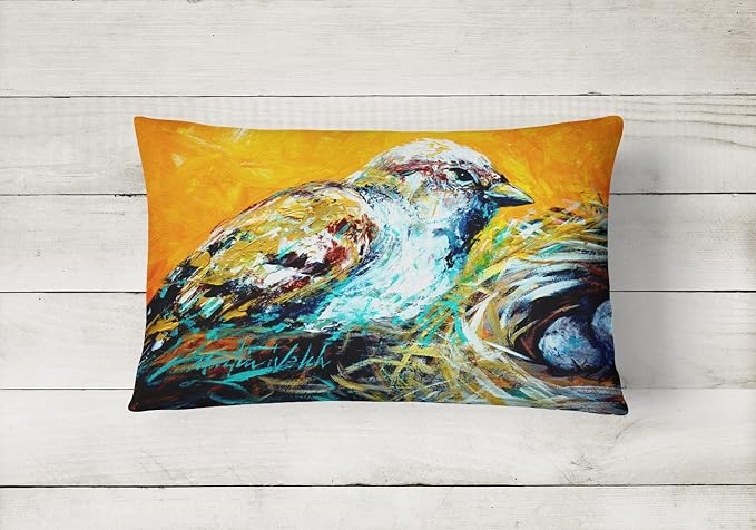 Caroline's Treasures MW1158PW1216 Look at The Birdie Canvas Fabric Decorative Pillow Machine Washable, Indoor Outdoor Decorative Pillow for Couch, Bed or Patio, 12HX16W
