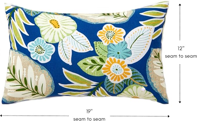 Greendale Home Fashions 2-Pack Outdoor 19x12 inch Rectangle Decorative Throw Pillow, Magnolia Floral