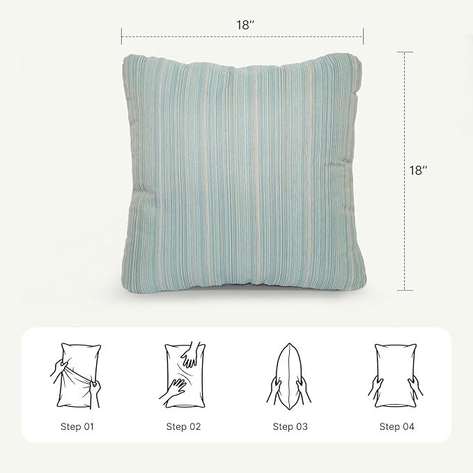 Outdoor Throw Pillow Set of 2 with Inserts, Outdoor Lumbar Pillow Water Resistant for Patio Furniture, 18x18 Inch Outdoor Pillows with Removable Zipper Cover