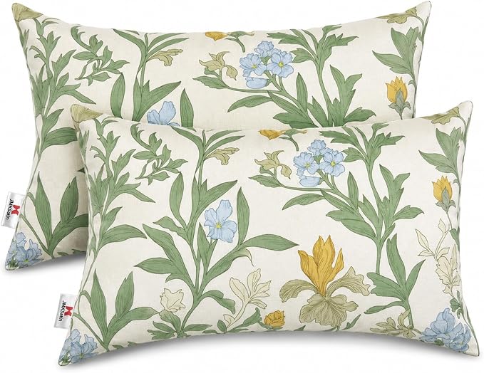 Pack of 2 Patio Lumbar Pillows 12"x20" | Fade Resistant Outdoor Waterproof Lumbar Pillow with Inners Decorative Garden Lumbar Cushions for Home Patio Terrace Sofa