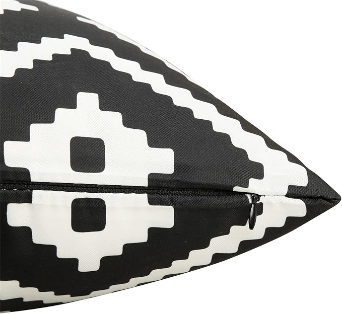 Adabana Set of 4 Outdoor Waterproof Pillow Covers 18x18 Black and White | Modern Geometric Throw Pillows Cover Decorative Boho Pillow Covers for Patio, Garden, Porch