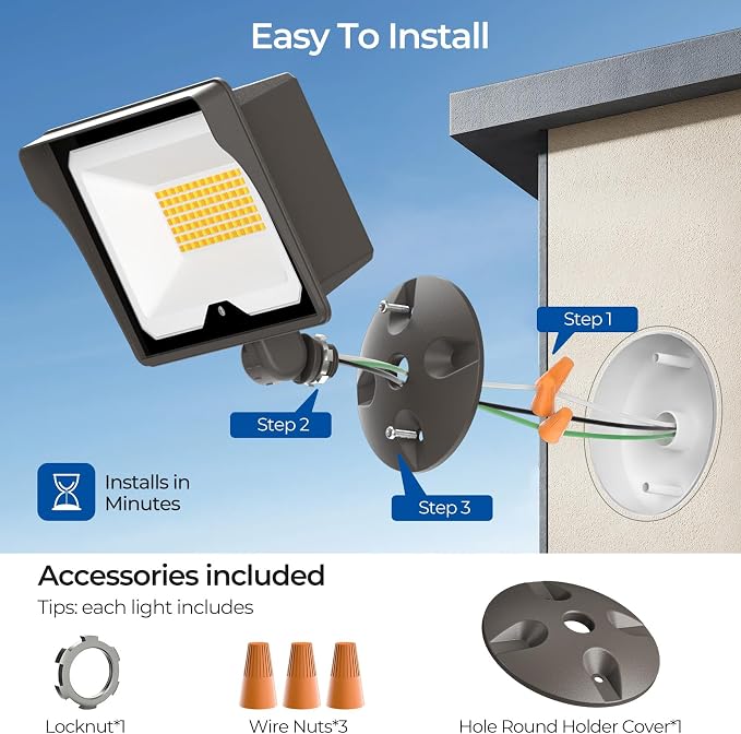 CINOTON 55W 7700LM LED Flood Lights Outdoor, 3CCT, ETL Listed, 4 Pack | IP65 Waterproof Security Wall Pack with 180°Knuckle, Dusk to Dawn 120V Aluminum Fixture for Warehouse Patio Porch Garage