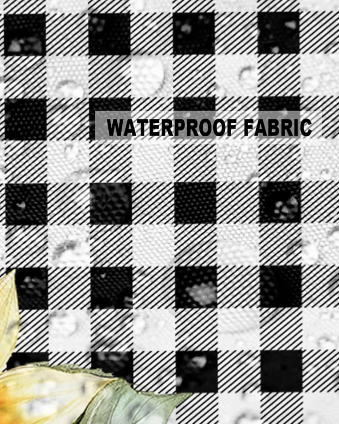 Sunflower Outdoor Waterproof Throw Pillow Covers 18"x18" Set of 2, Buffalo Check Plaid Sunflower Decorative Garden Pillowcase with Zipper Retro Farmhouse Cushion Case for Patio Couch Tent
