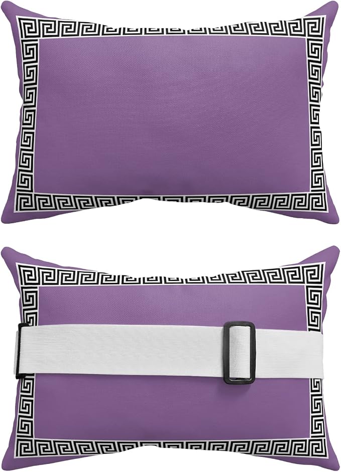 Outdoor Pillows Covers with Inserts Chinese Style Pattern Purple Background Waterproof Recliner Pillow with Adjustable Strap Throw Pillows for Patio Furniture Pool Lounge Chair, 11x16 inch, 2PCS