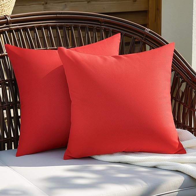 Premillow Outdoor Pillow Covers, Waterproof Pillow Covers, 18x18, Set of 2 | Decorative Waterproof Pillow Covers, Solid Linen Pillowcase,Summer Farmhouse Cushion Case for Patio Garden Balcony Couch Sofa