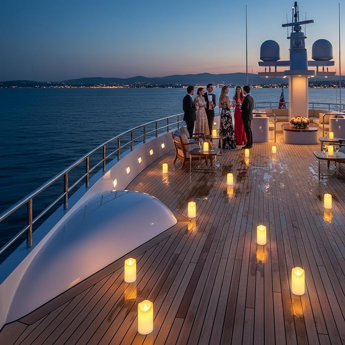 Pure White Flameless Candles, Patented 3D Dual-LED, Set of 2 Slanted Plastic Pillars with Remote, Waterproof Non-Melting Battery Operated Modern Decor for Spa Bath, White (D3 x H6)