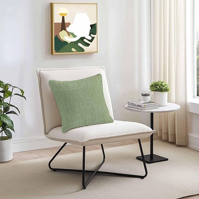 Vandarllin Outdoor Throw Pillows Covers 24x24 inch Set of 2 Waterproof Sage Green Linen Decorative Zippered Cushion Covers for Patio Furniture, Farmhouse Pure Color Lumbar Pillowcases