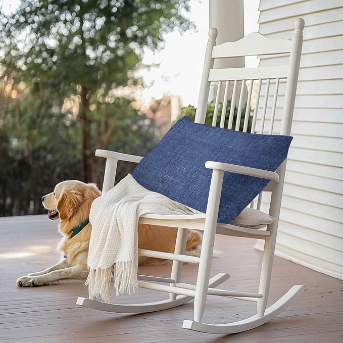 Vandarllin Outdoor Throw Pillows Covers 20x12 inch Set of 2 Waterproof Navy Blue Linen Decorative Zippered Cushion Covers for Patio Furniture, Farmhouse Pure Color Lumbar Pillowcases