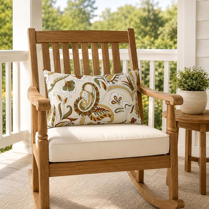 Outdoor Lumbar Pillows 12"x20" Waterproof Patio Pillows with Inserts | Set of 2 Fade Resistant Outdoor Waterproof Lumbar Pillow Decorative Garden Lumbar Cushions for Home Patio Terrace Sofa