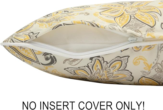 FUNHOME Waterproof Outdoor Lumbar Pillow Covers Set of 2,Home Decor for Garden Patio Furniture,Couch,Sofa 12"x20" Inch Decorative Pillows Cover Only,NO Insert(Yellow Flower)