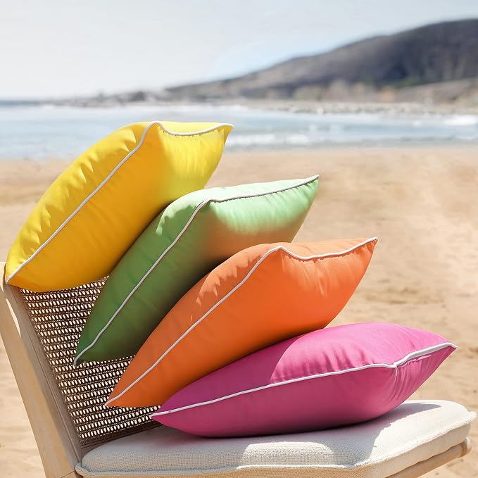 Phantoscope Pack of 2 Outdoor Waterproof Solid Throw Decorative Pillow Cover Decorative Square Outdoor Pillows Cushion Case Patio Pillows for Couch Tent, Forest Green 12x20 inches 30x50 cm