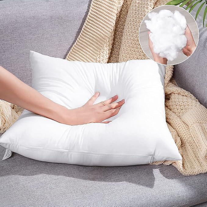 OTOSTAR Outdoor Waterproof Throw Pillow Inserts, Set of 6 Water Resistant Square Form Cushion Stuffer for Bed Couch Decorative Outdoor Sofa Pillows Inserts White, 18x18 Inches