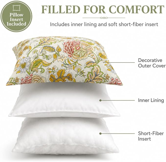 Outdoor Throw Pillows 18×18 Inch Pack of 2 Waterproof Decorative Throw Pillows with Inserts, Square Pillows for Garden Couch Sofa and Patio Furniture