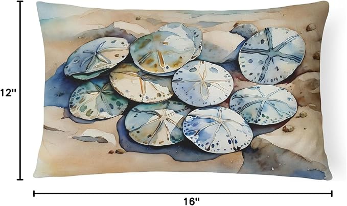 Caroline's Treasures DAC2821PW1216 Sand Dollars Throw Pillow Machine Washable, Indoor Outdoor Decorative Pillow for Couch, Bed or Patio, 12HX16W