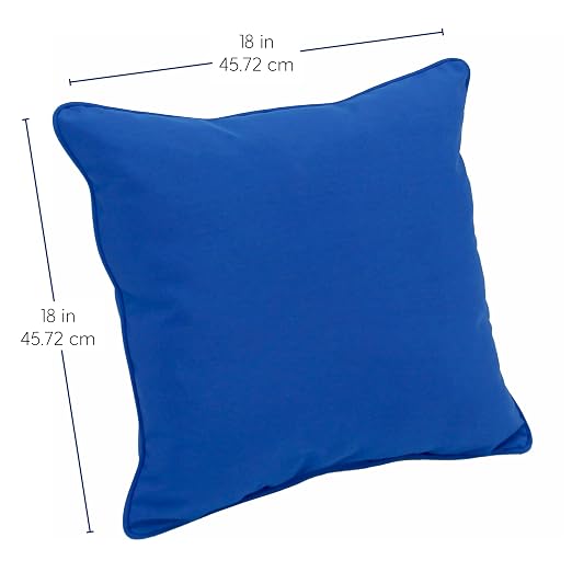 Factory Direct Partners Presidio 18" x 18" Square Decorative Throw Pillow Set with Piping for Indoor/Outdoor Furniture UV, Fade, Weather-Resistant Olefin Fabric (2-Pack) - Brilliant Blue, 13810-BB