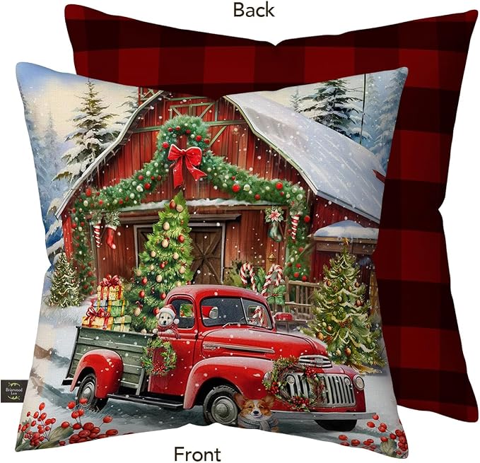 Briarwood Lane Indoor/Outdoor Pillow 17x17 Country Christmas for Christmas Pillow