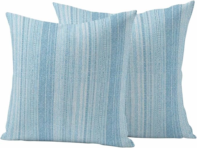Abstract Blue Outdoor Pillow Covers 26"x26" Set of 2, Rustic Farmhouse Minimalist Blue Vertical Striped Lines Waterproof Throw Pillow Covers for Patio Furniture, Decorative Cushion Covers for Porch