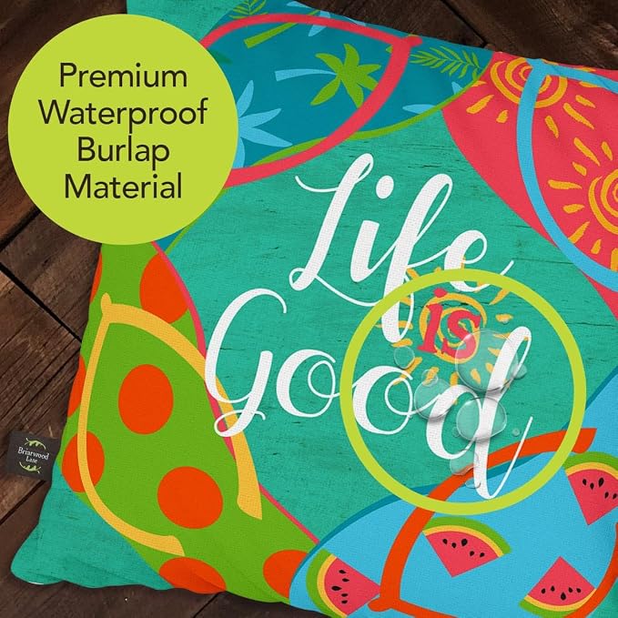 Briarwood Lane Indoor/Outdoor Pillow 17x17 Flip Flops Summer Decorative for Summer Pillow