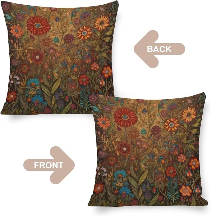 Cute Throw Pillows Oil Painting Colorful Garden Flowers Pillow Cases 20"x20" Farmhouse Flower Farmhouse Pillow Cover Home Decor Throw Pillows Cover Decorative Cutton Linen Cushion Cases