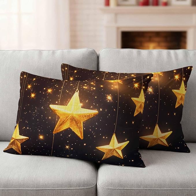Gorgeous Star Outdoor Waterproof Throw Pillow Covers Set of 2, 20"x12", Starry Sky Dream Fantasy Decorative Pillow Covers Outside Cushion Case for Patio Porch Garden