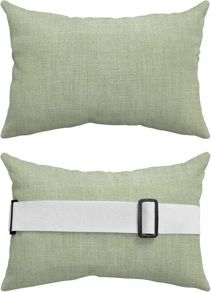 Pack of 2 Outdoor Lumbar Pillow Covers 12x20 Inch, Sage Green Burlap Texture Waterproof Throw Pillow Covers Set, Farmhouse Vintage Sage Green Indoor&Outdoor Cushion Cases for Patio Porch Beach