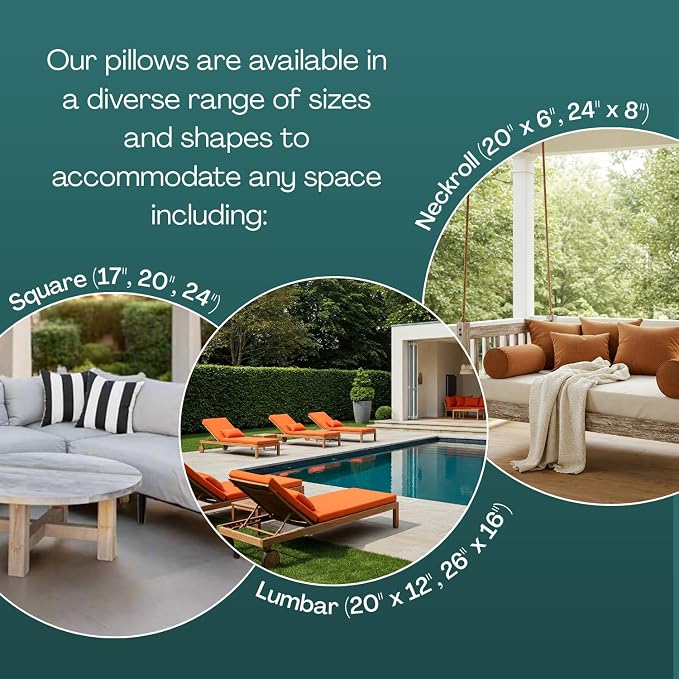 RSH DECOR Square Throw Pillows Set of 2, 17" x 17", Outdoor Pillows Waterproof, Patio Furniture Pillow, Decorative Outdoor Throw Pillow, Spun Polyester, Goldenrod Tan, Made in USA