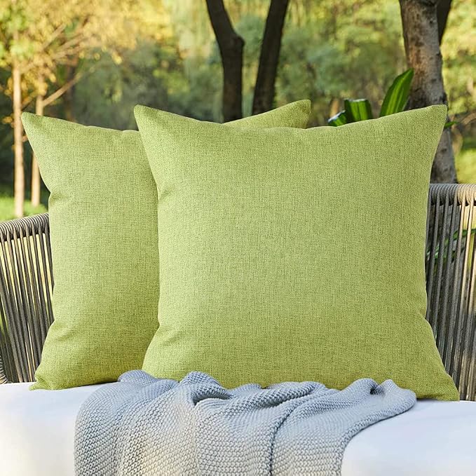 OTOSTAR Pack of 2 Outdoor Waterproof Decorative Pillow Covers 18x18 Inch Square Garden Throw Pillow Covers Outdoor Pillow Cases Cushion Case Patio Pillows for Couch Tent Sofa Furniture Decor (Green)